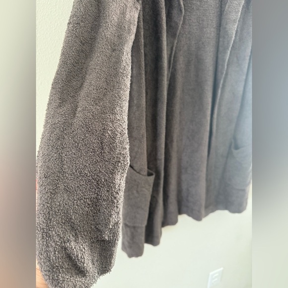 Barefoot Dreams Cozy Hooded Cardigan in Taupe - Picture 4 of 7